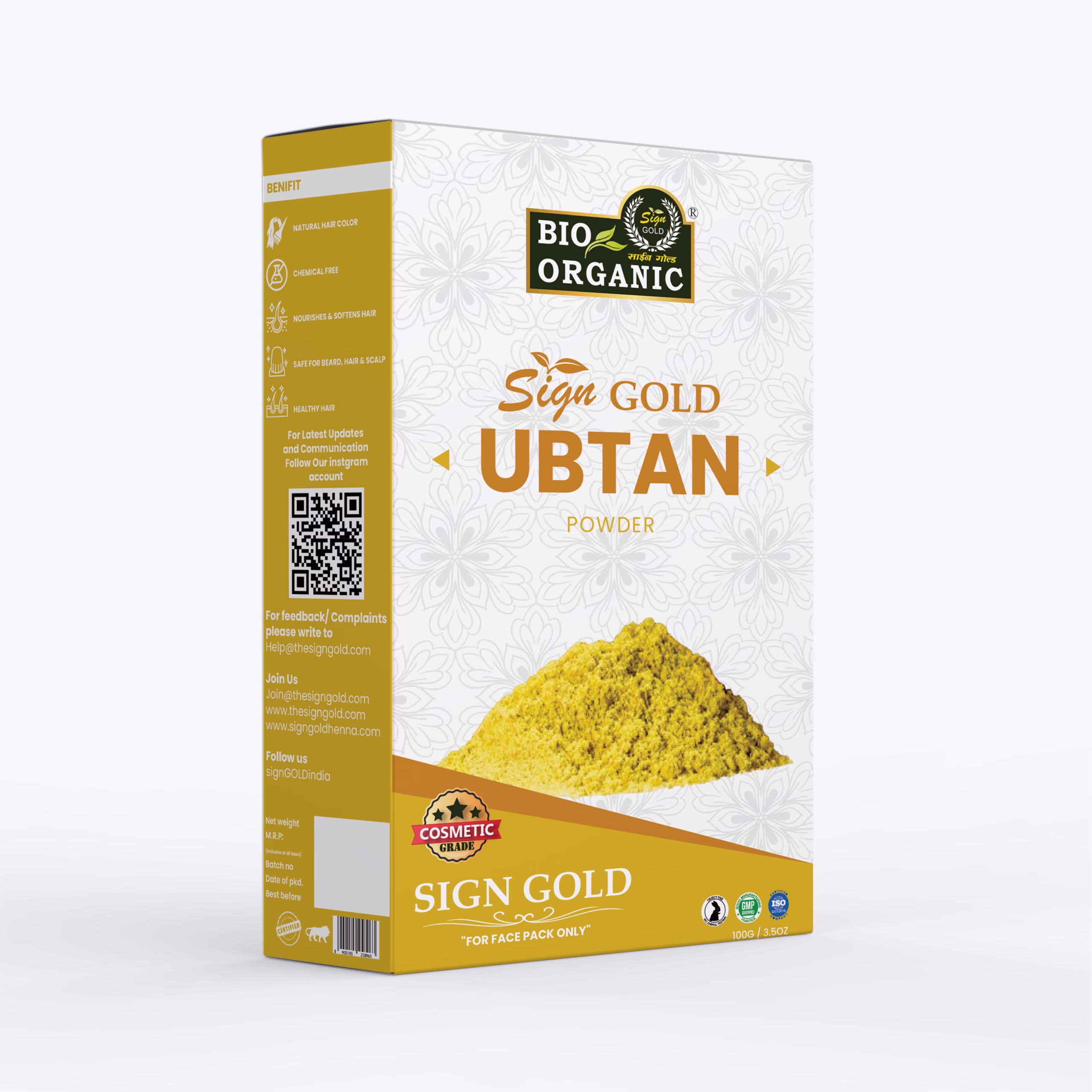 Organic Ubtan Powder Sign Gold Sign Gold Ubtan Powder for Face and Body