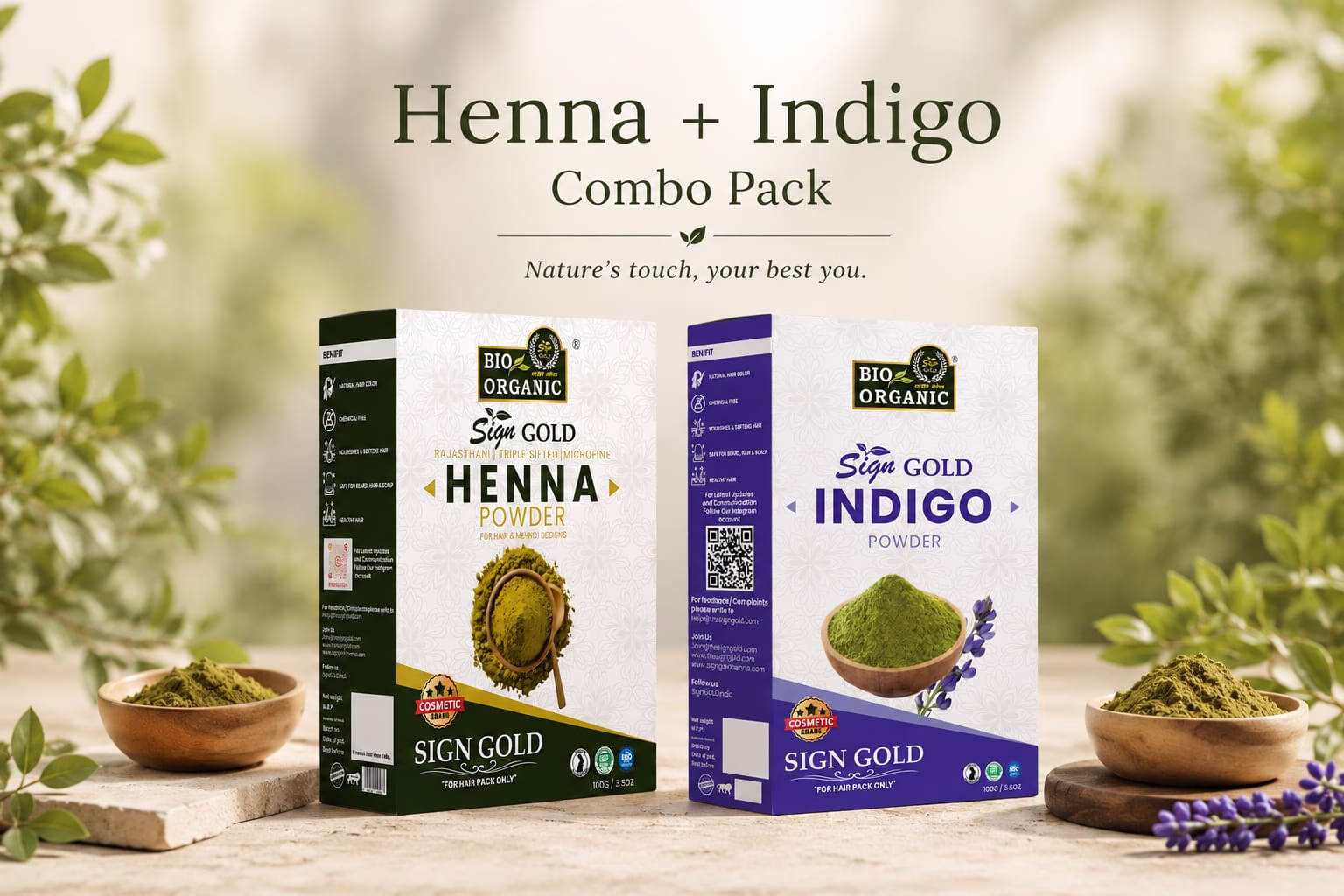 henna powder and indigo powder