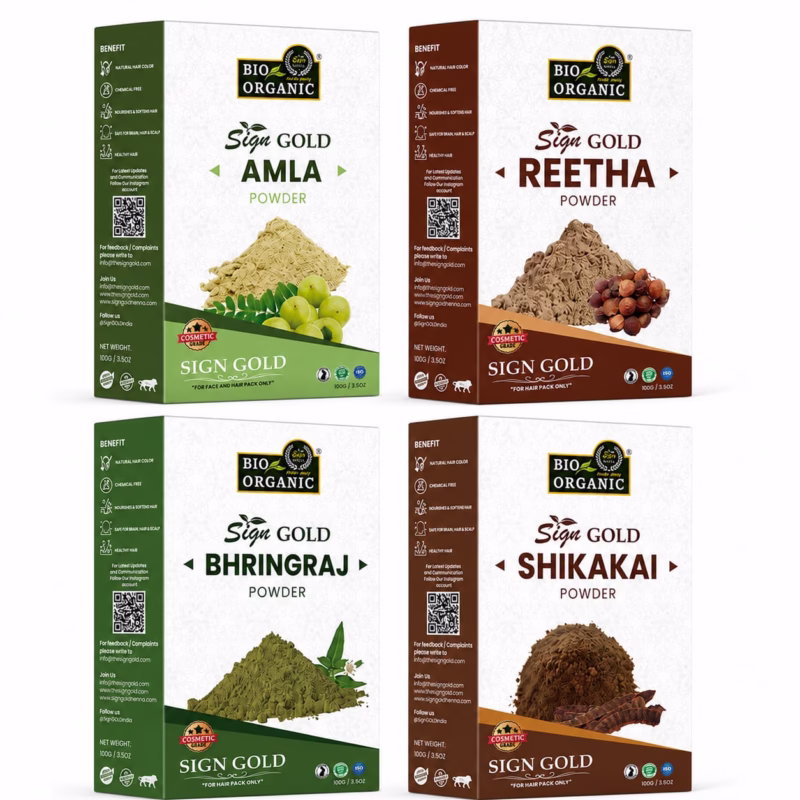 Amla, Reetha, Shikakai & Bhringraj Powder Combo Amla, Reetha, Shikakai & Bhringraj Powder Combo