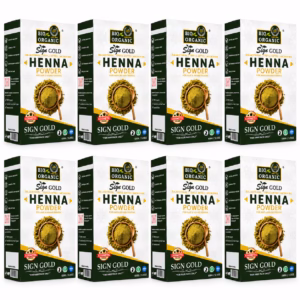 Organic Henna Powder for Hair Dye | Pack of 8 × 100g | Sign Gold